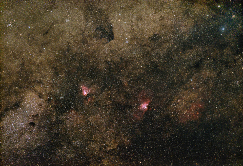 M16 and M17 (Messier 16 and 17) - Eagle Nebula, Omega Nebula, Alexander Rostov, Astrophoto, Jupiter-37A, -37,  ,  , Canon EOS 350Da